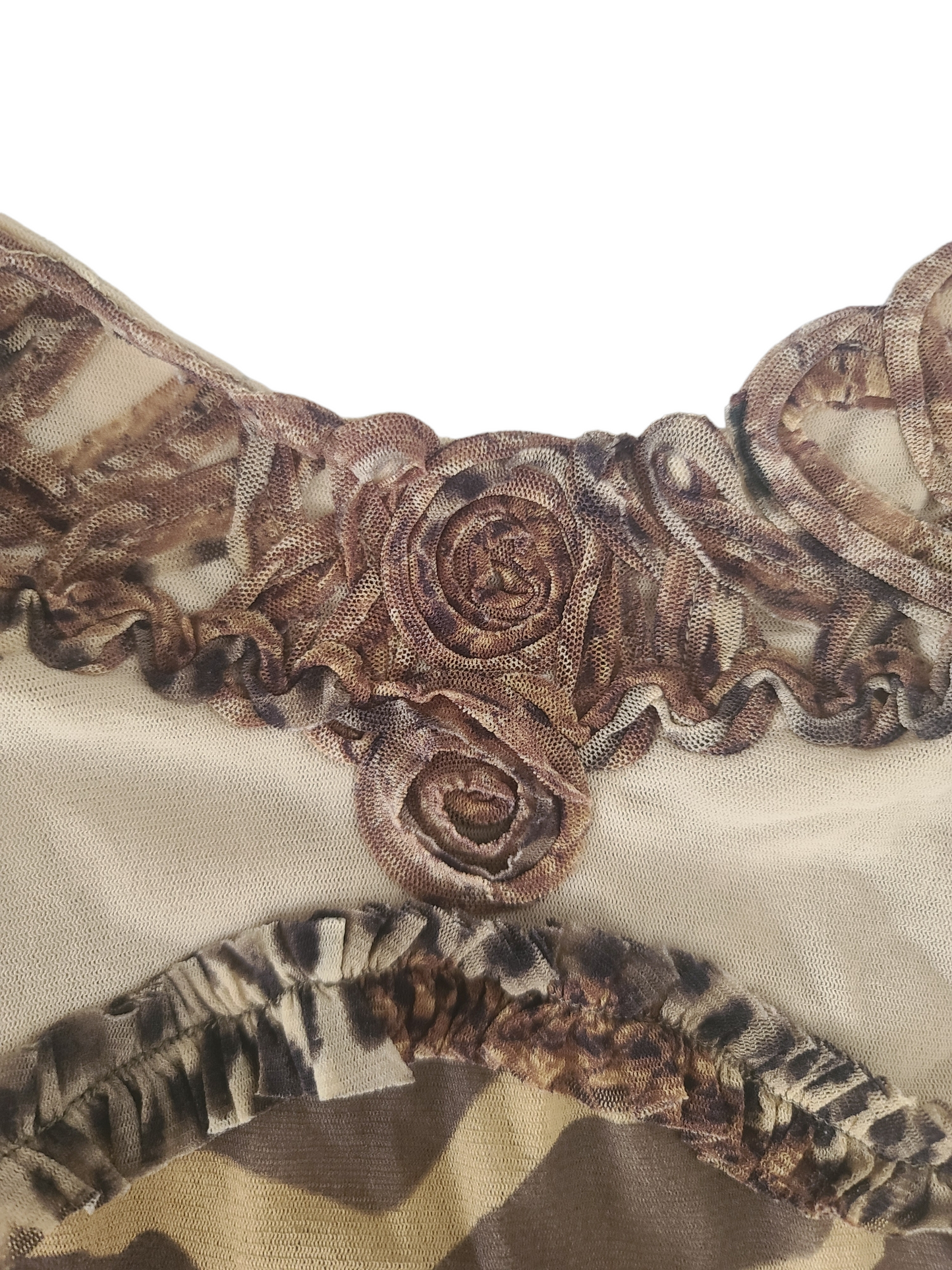 Y2k coquette leopard mesh top