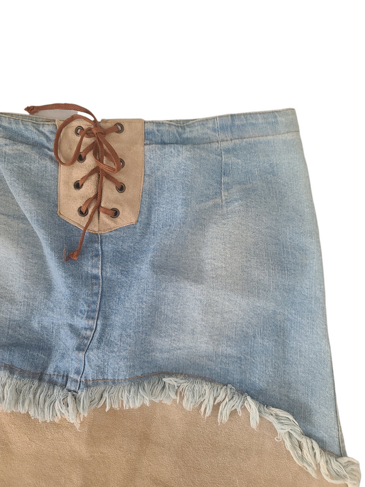 Vintage y2k denim lace up skirt