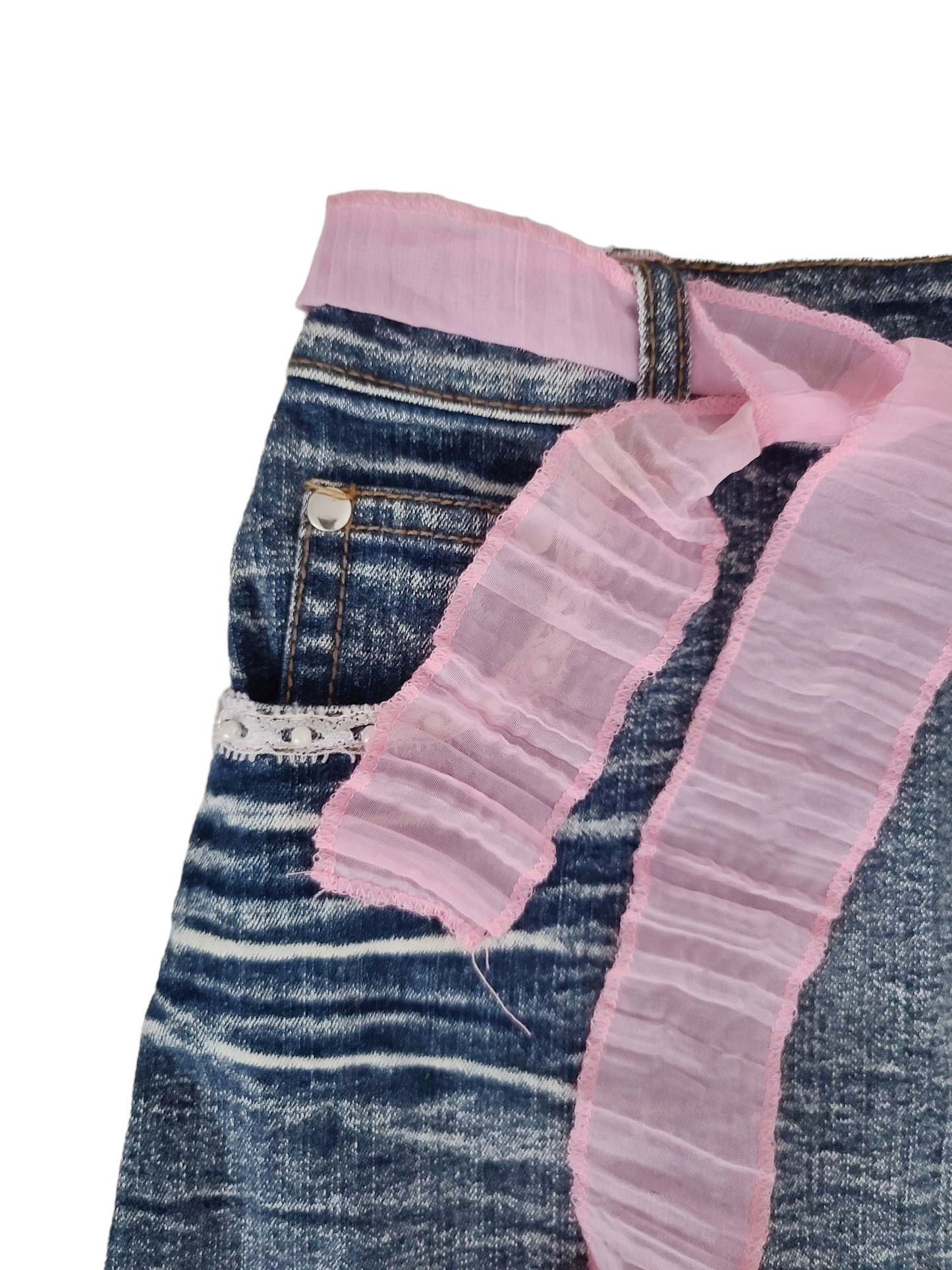 Y2k vintage fairy coquette pink denim skirt