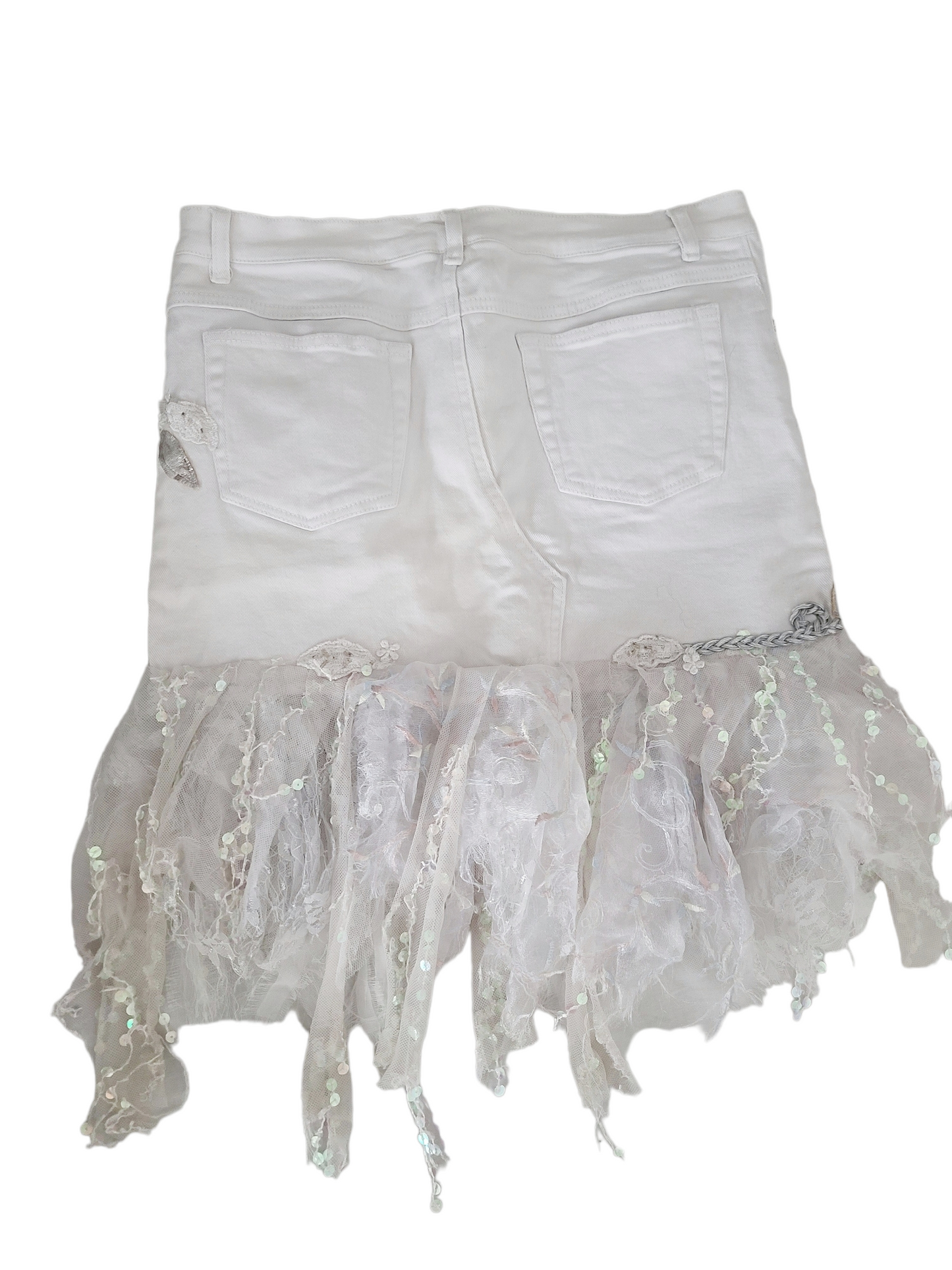 Y2k vintage fairy sequin denim skirt