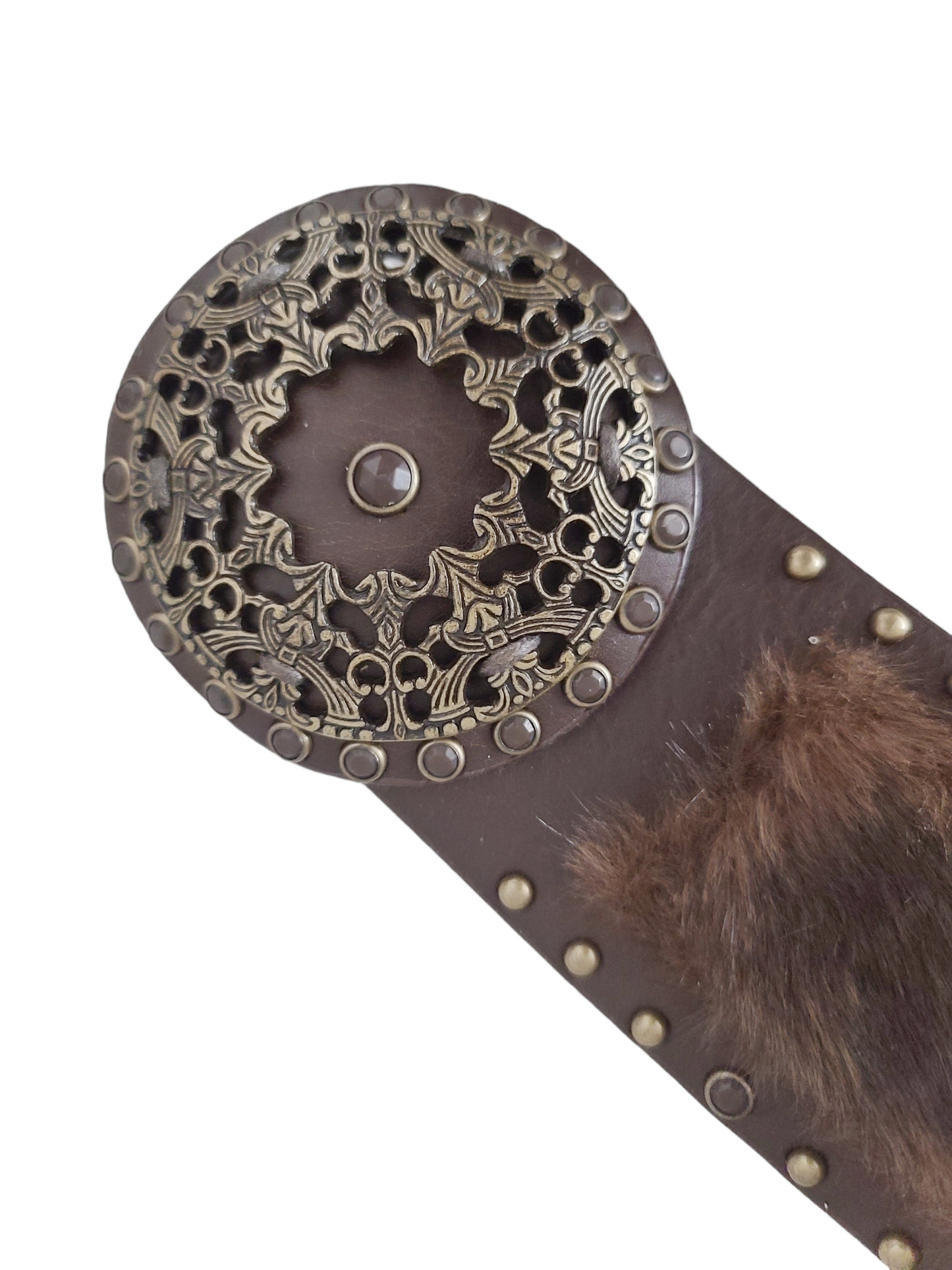 Y2k fur studded belt