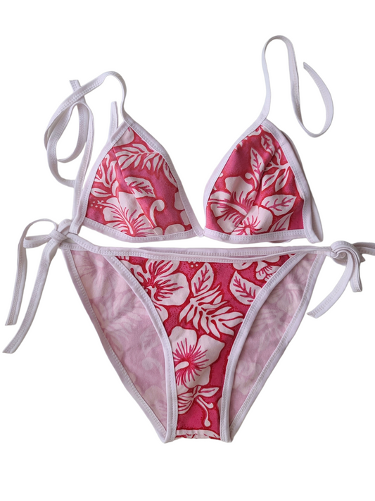 Y2k pink hibiscus swimsuit