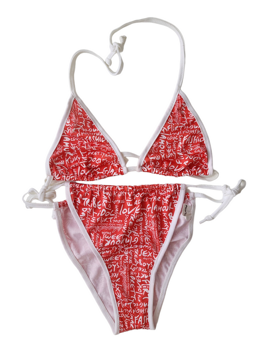 Y2k red printed swimsuit