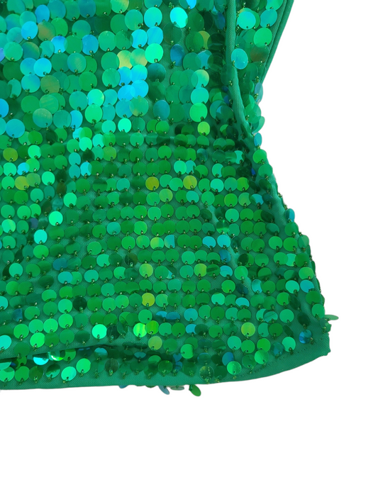 Y2k green sequin bustier top