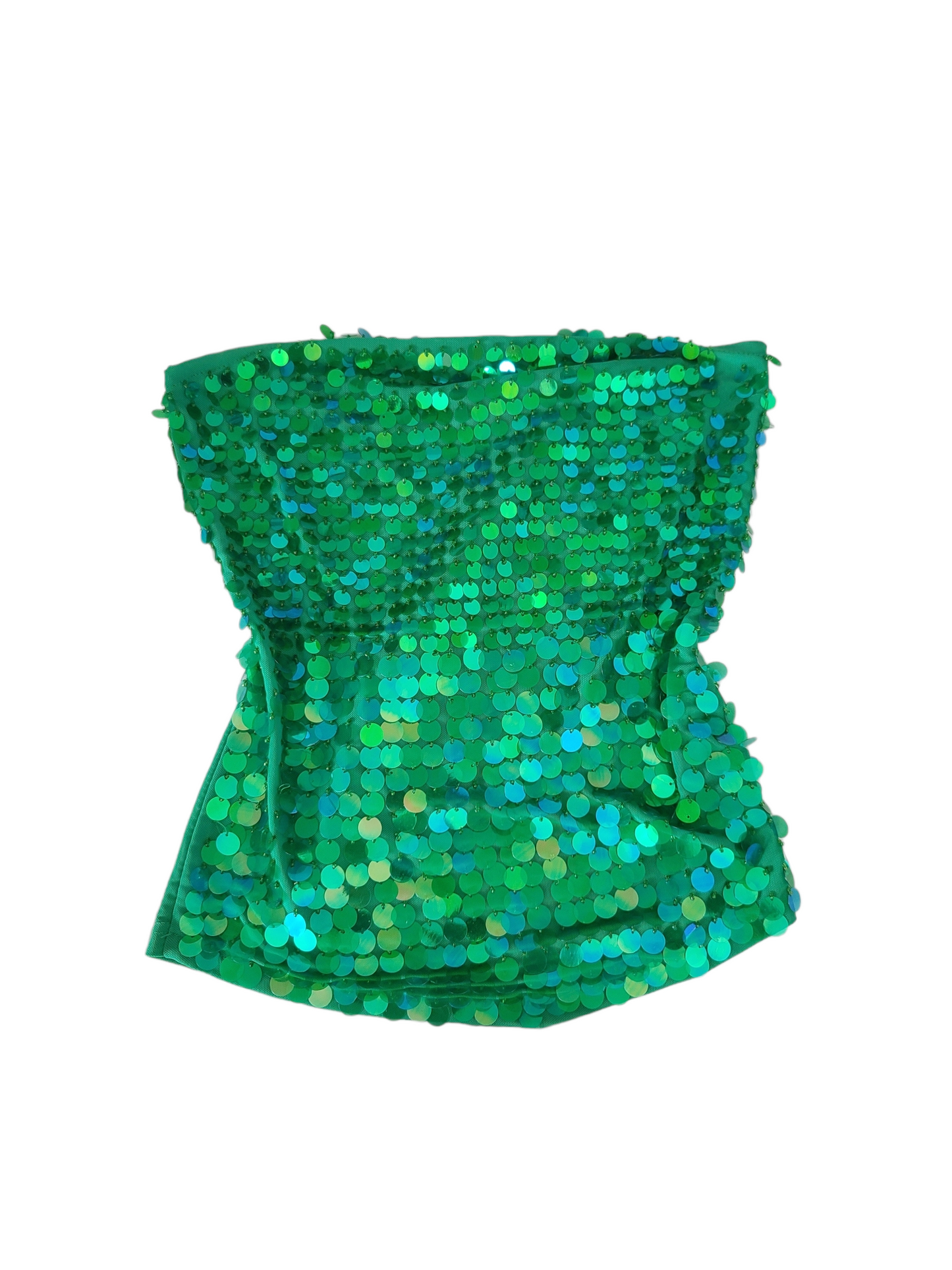 Y2k green sequin bustier top