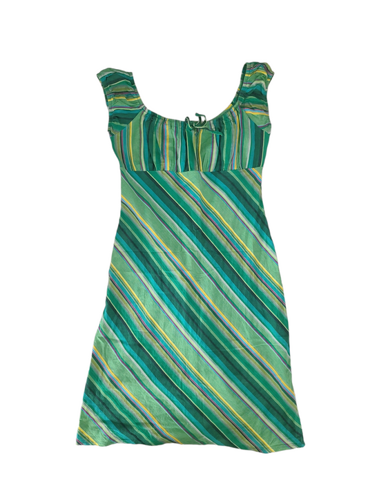 90s vintage stripes green dress