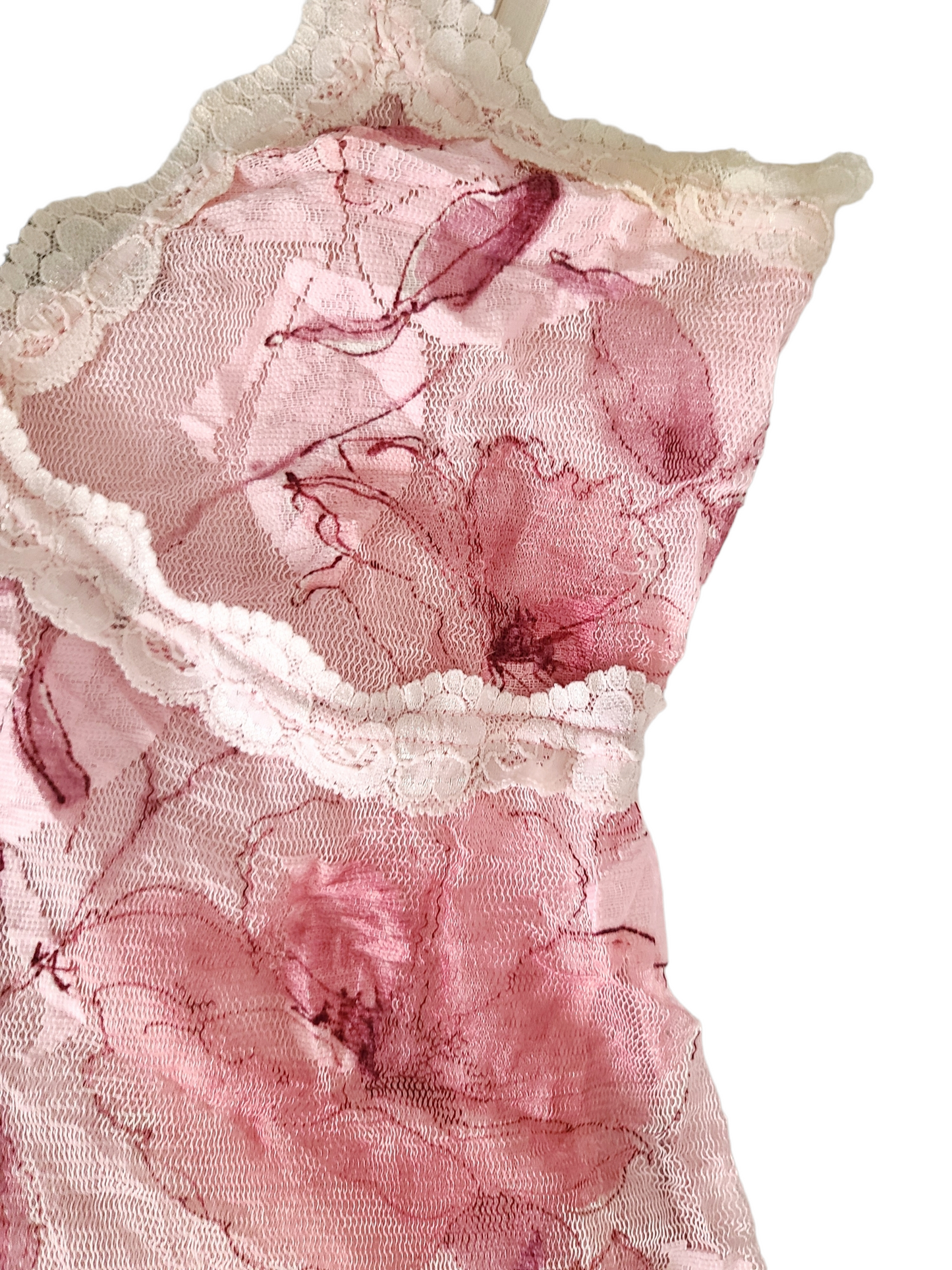 Y2k mesh lace pink top