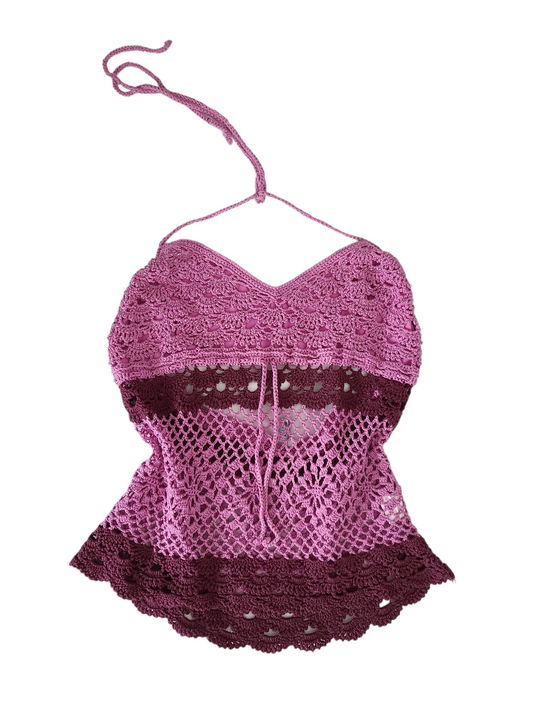 Y2k crochet fairy backless top