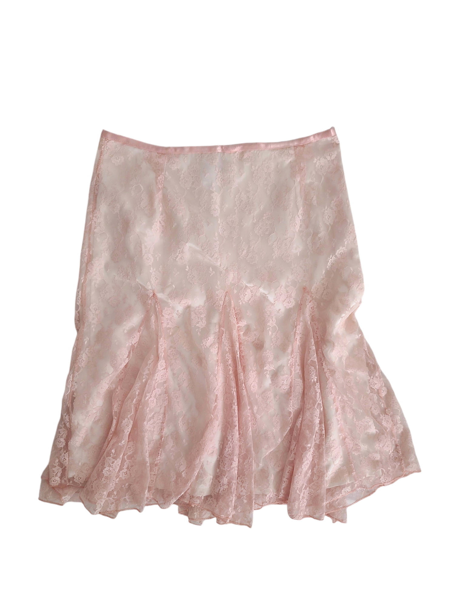 Y2k vintage coquette lace dentelle pink skirt made in france 