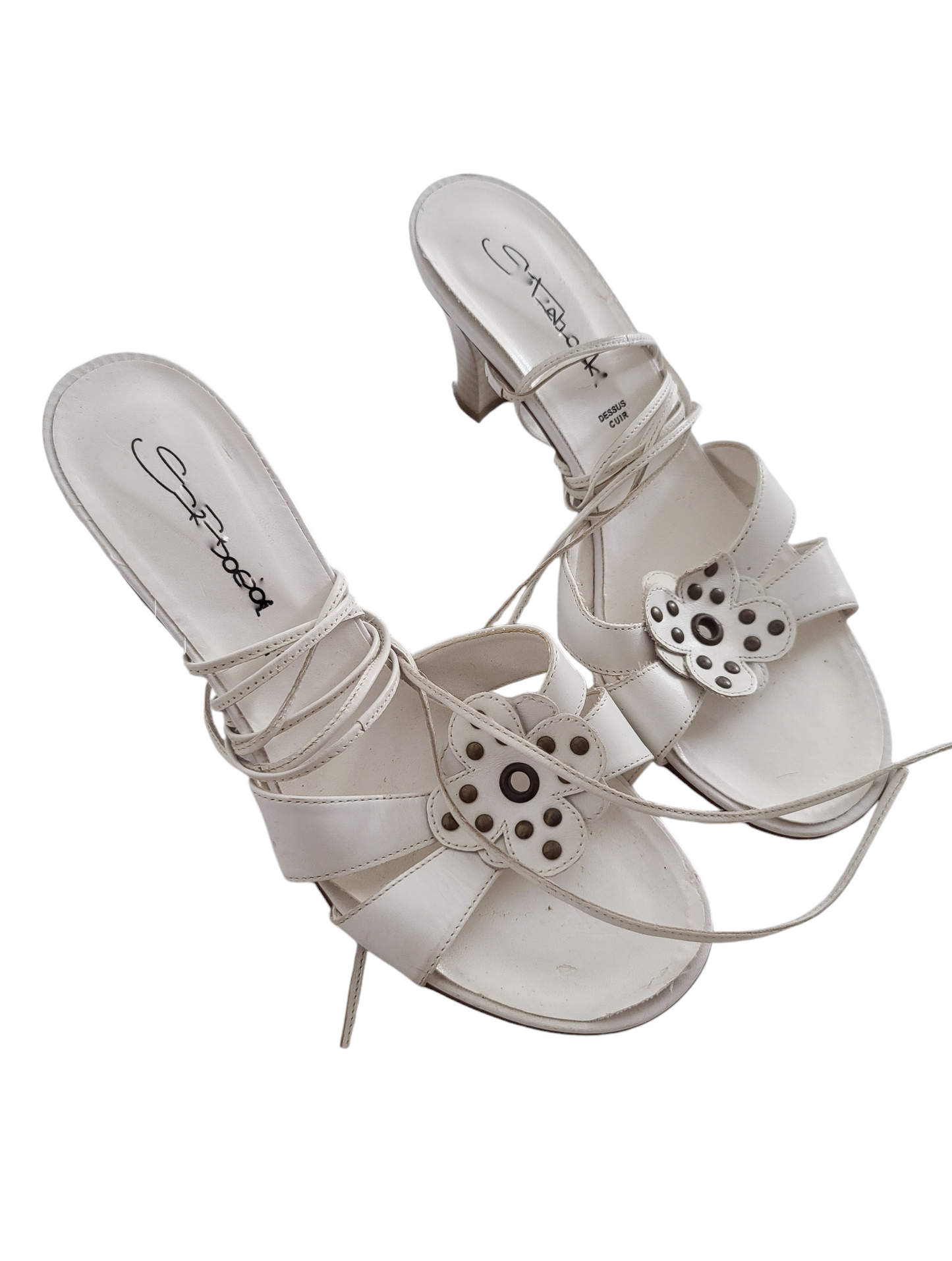 Y2k vintage mules white fairy fairycore coquette summer clous flower fleur