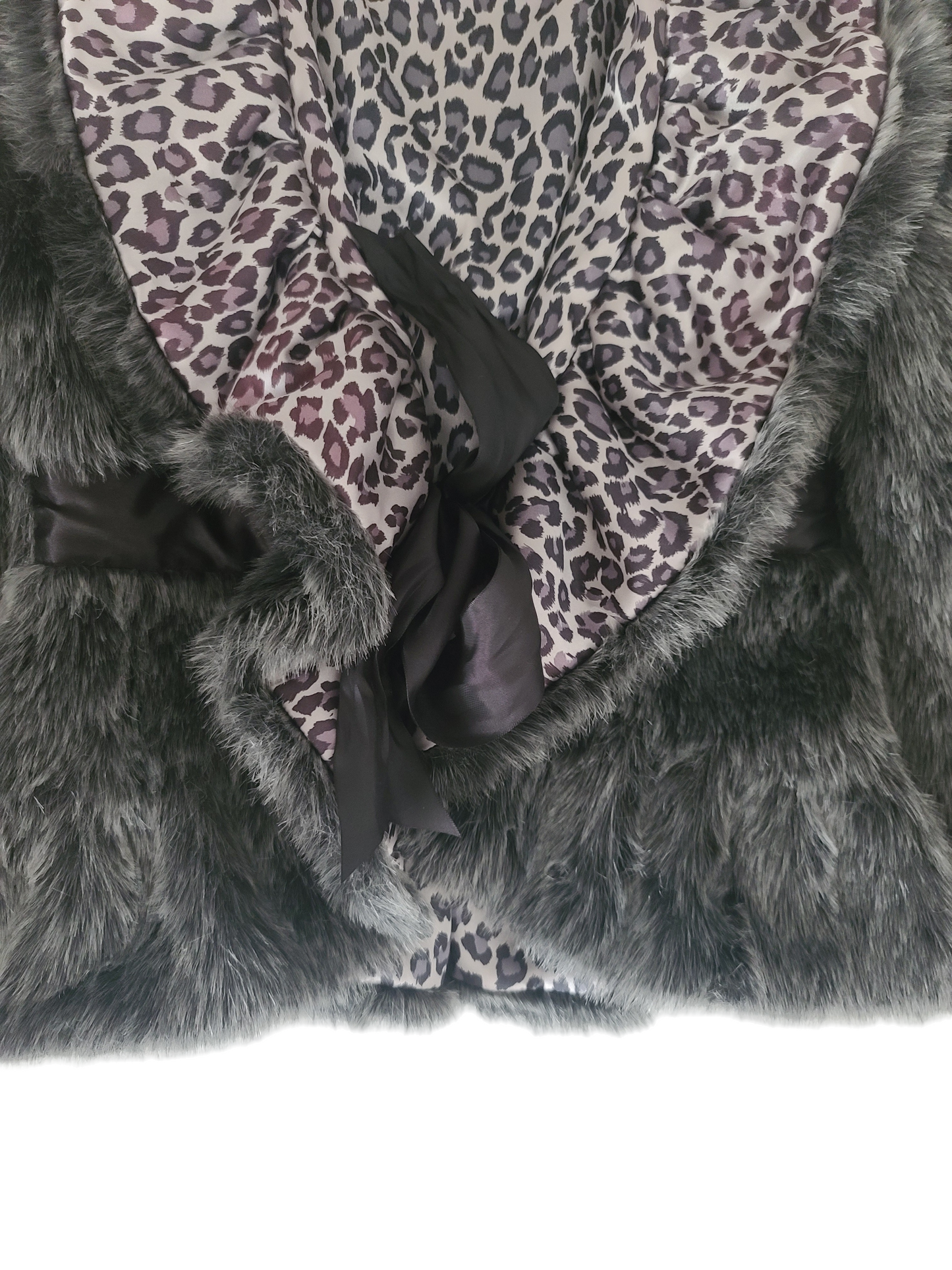 Y2k vintage fake fur coquette leopard coat