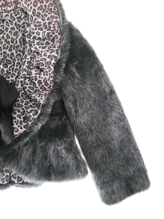 Y2k vintage fake fur coquette leopard coat