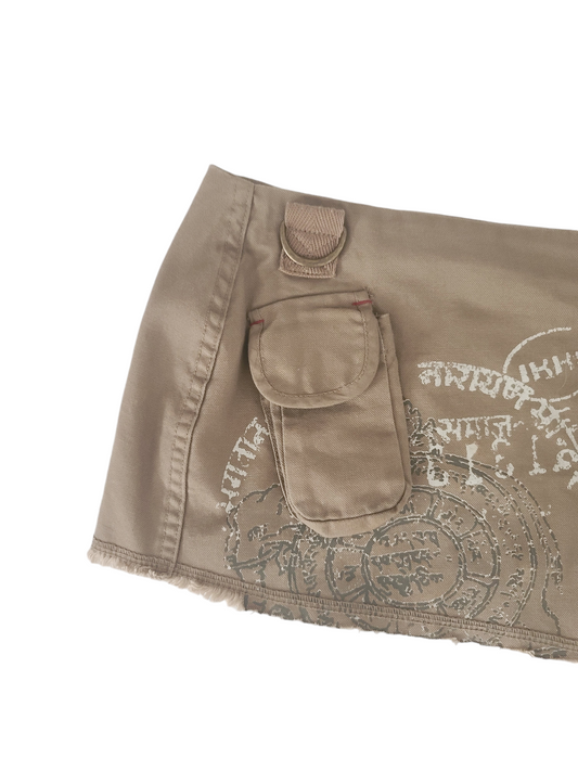 90s vintage cargo khaki mini skirt