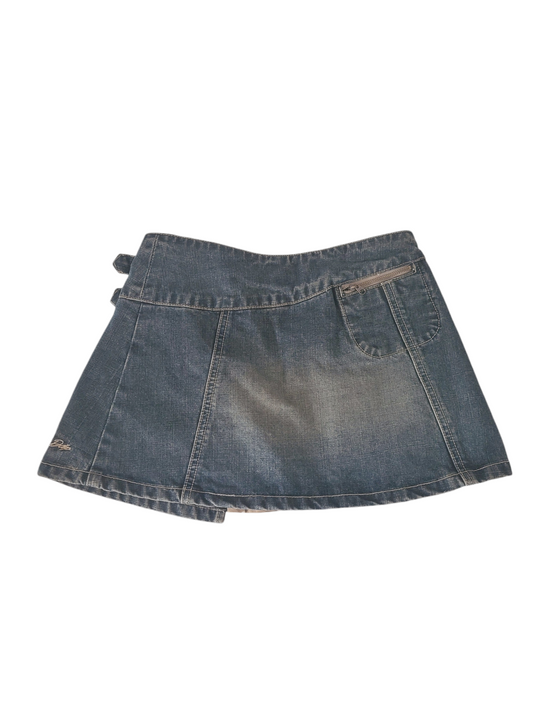 90s vintage pleated denim mini skirt