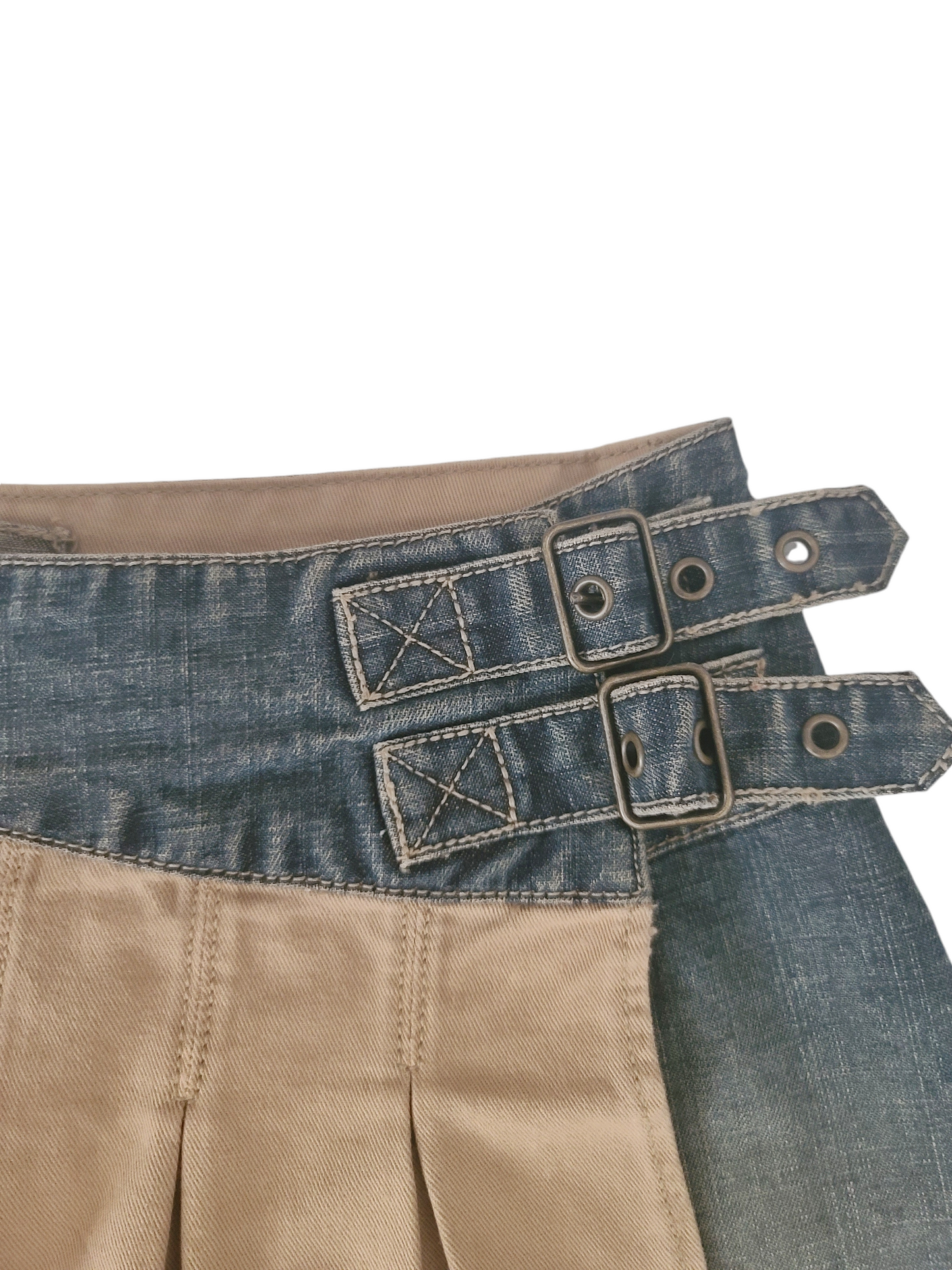 90s vintage pleated denim mini skirt