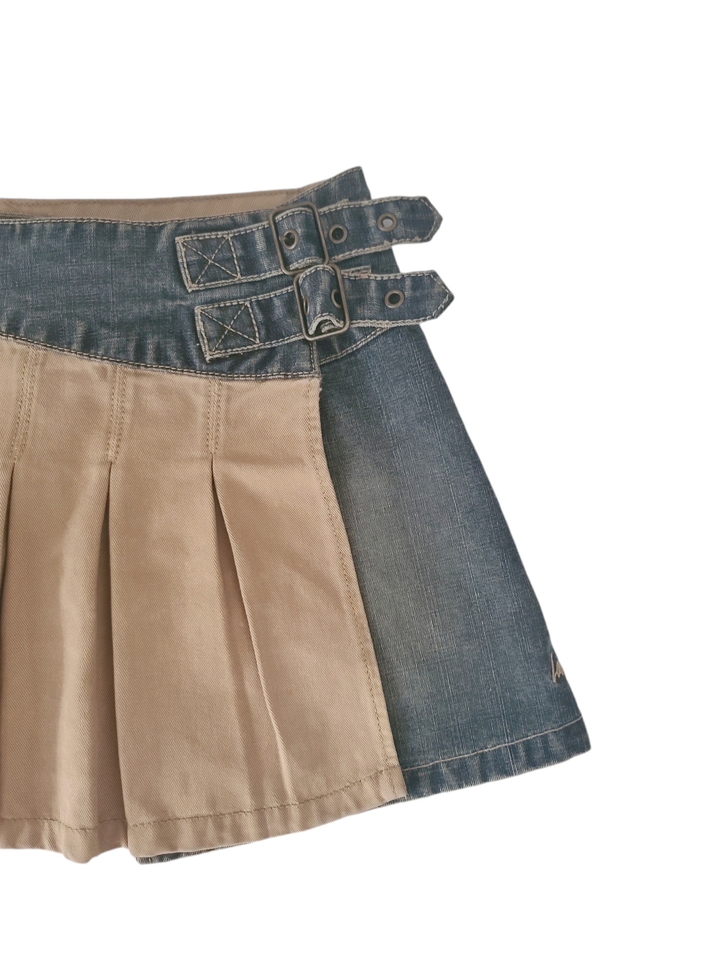 90s vintage pleated denim mini skirt