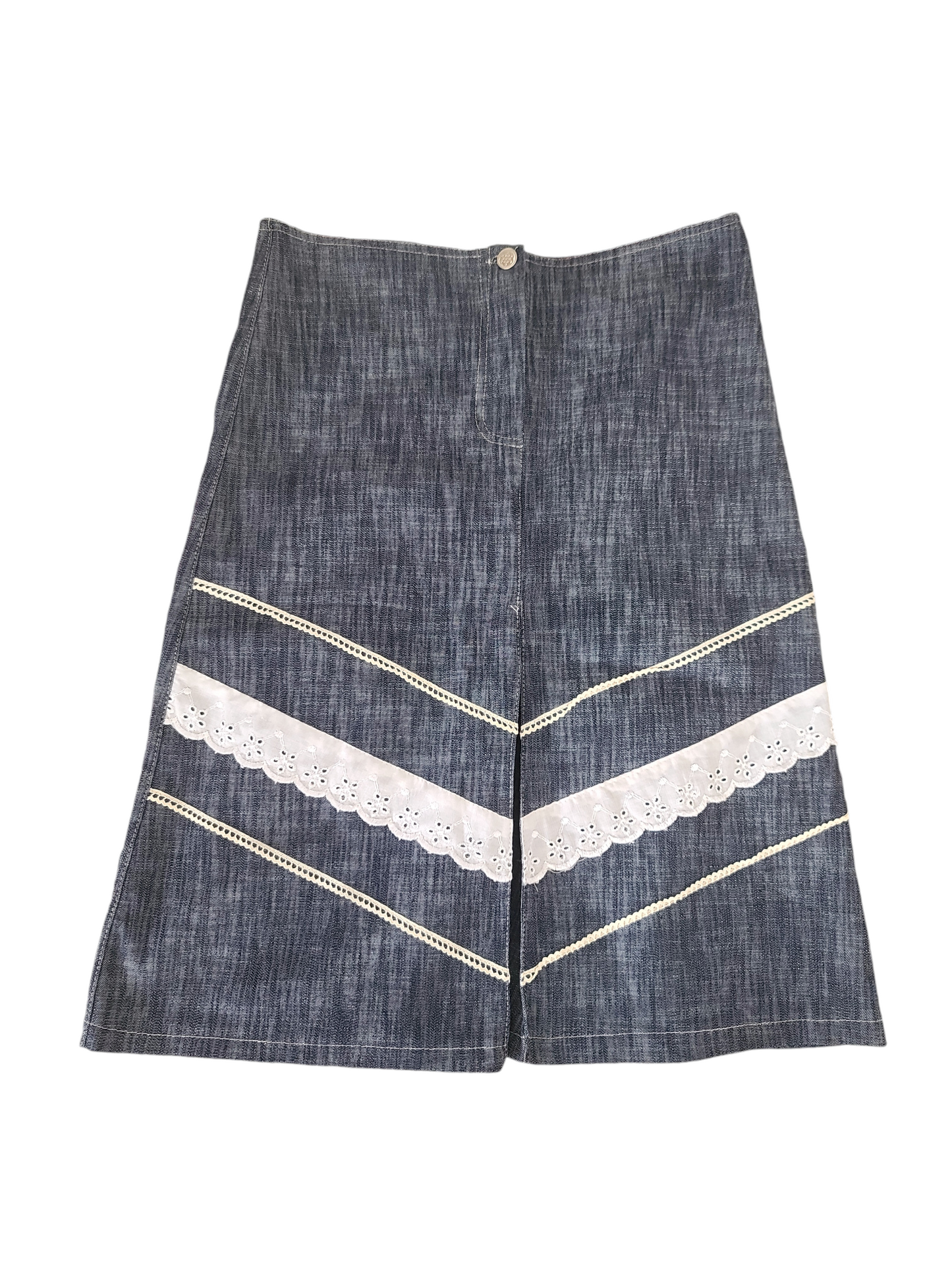 90s vintage coquette denim lace skirt