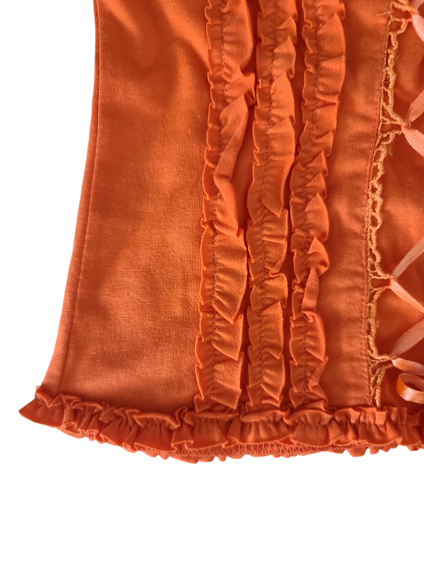 Y2k vintage flirty ruffled lace up top