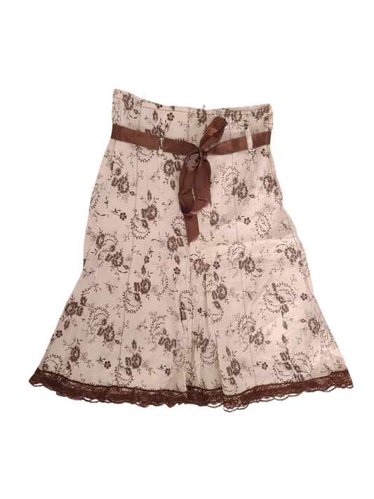 90s vintage flirty floral lace skirt