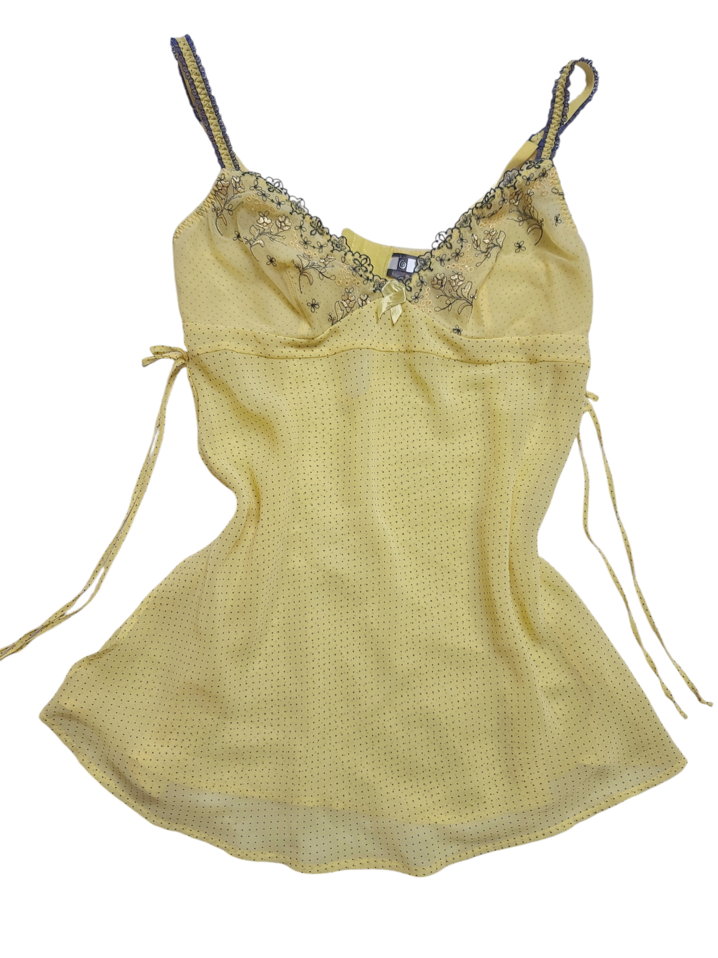 Y2k vintage polka coquette lace top