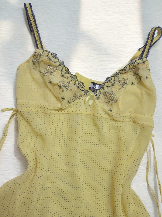 Y2k vintage polka dots coquette lace top