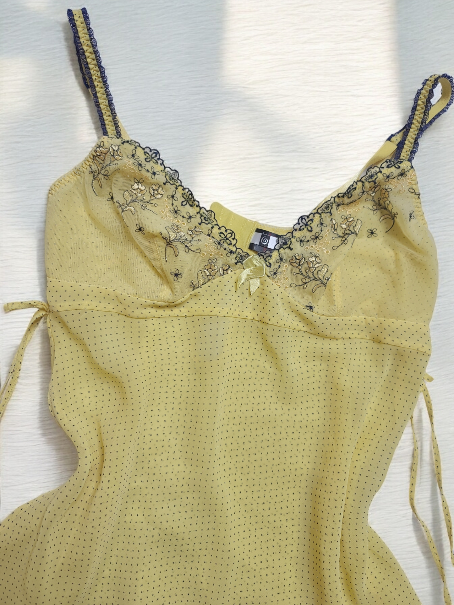 Y2k vintage polka coquette lace top