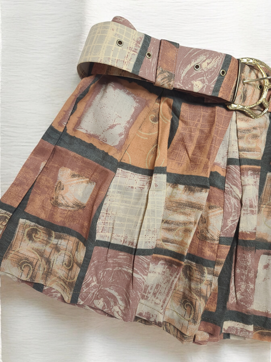 Y2k vintage pleated printed skirt