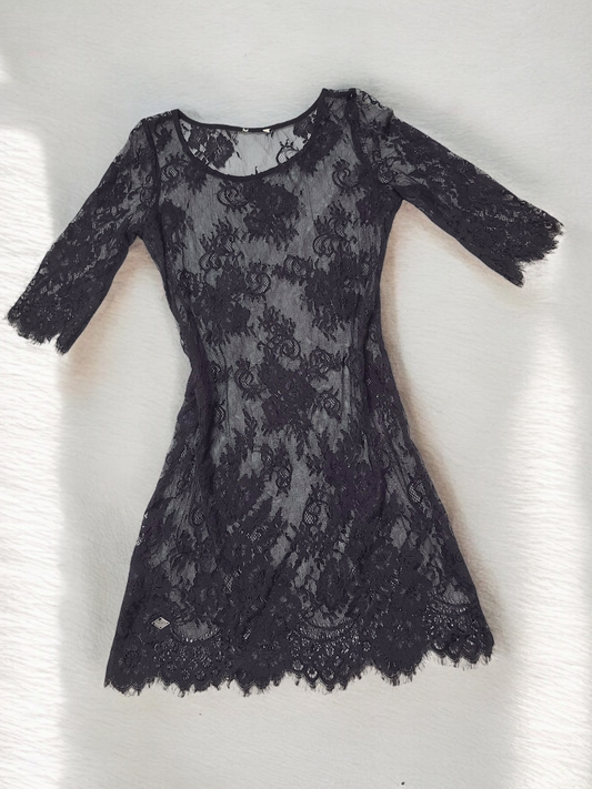 90s black lace dress