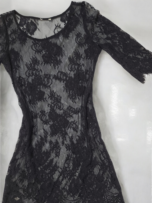 90s black lace dress