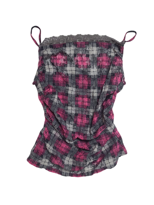 90s vintage plaid flirty backless top