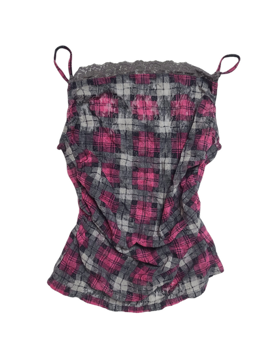 90s vintage plaid coquette backless top