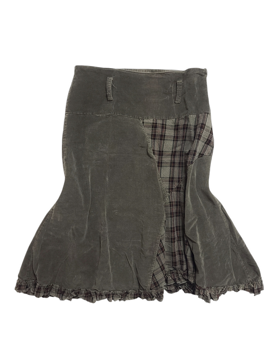 90s vintage corduroy plaid skirt