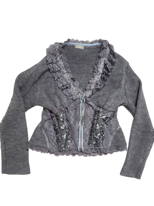 Y2k vintage coquette lace sweater