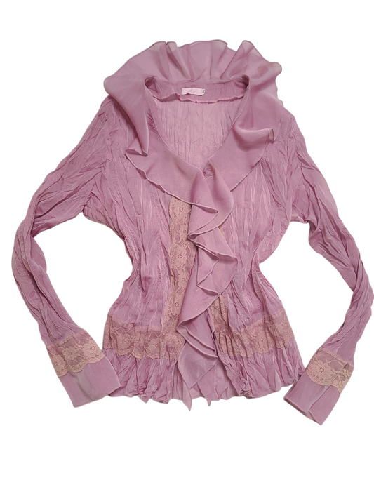 Y2k vintage flirty fairy ruffled shirt