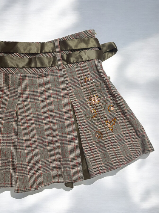 90s vintage pleated plaid flirty mini skirt