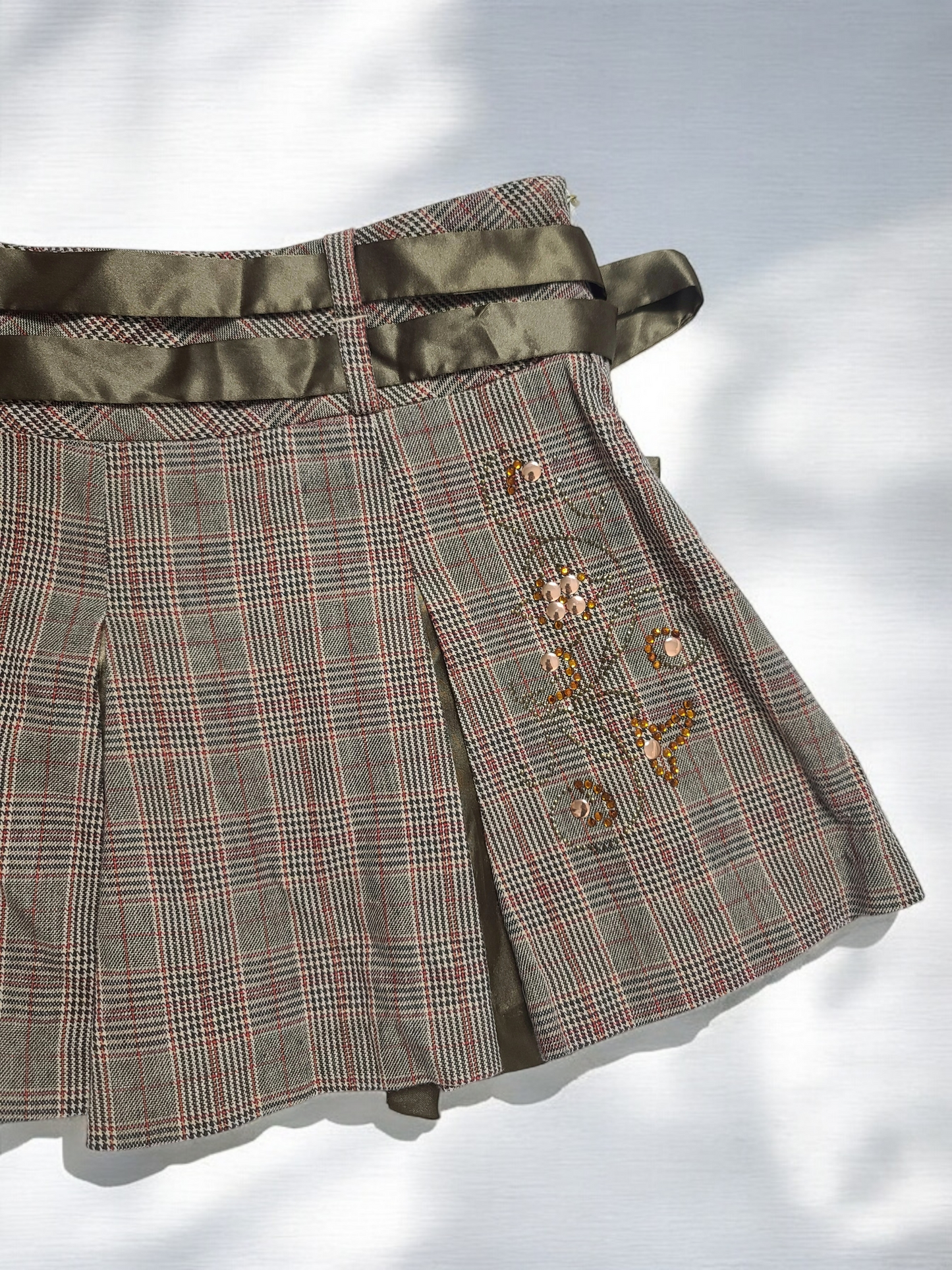 90s vintage pleated plaid coquette mini skirt