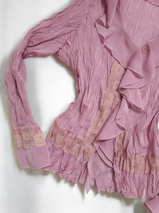Y2k vintage flirty fairy ruffled shirt