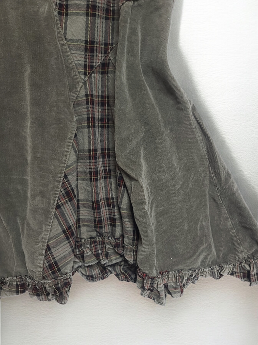 90s vintage corduroy plaid skirt