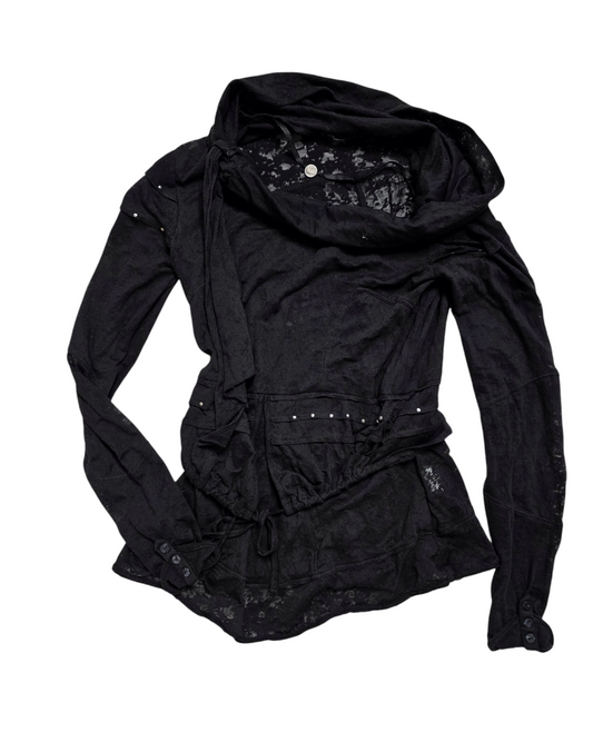 Y2k vintage lace coquette transparent dark top