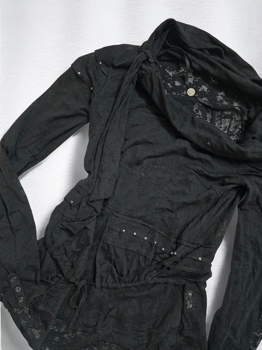 Y2k vintage lace coquette transparent dark top