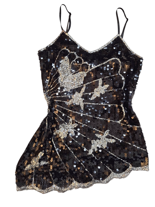 Y2k vintage fairy butterfly sequin top