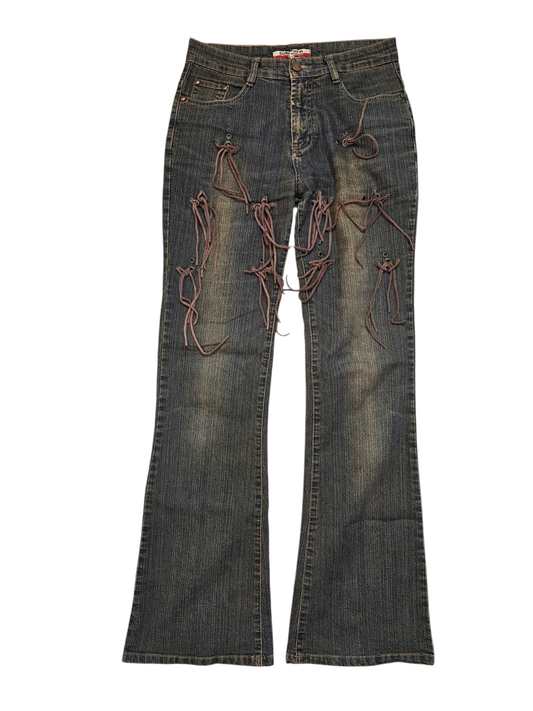 Y2k vintage cowgirl denim flared pants