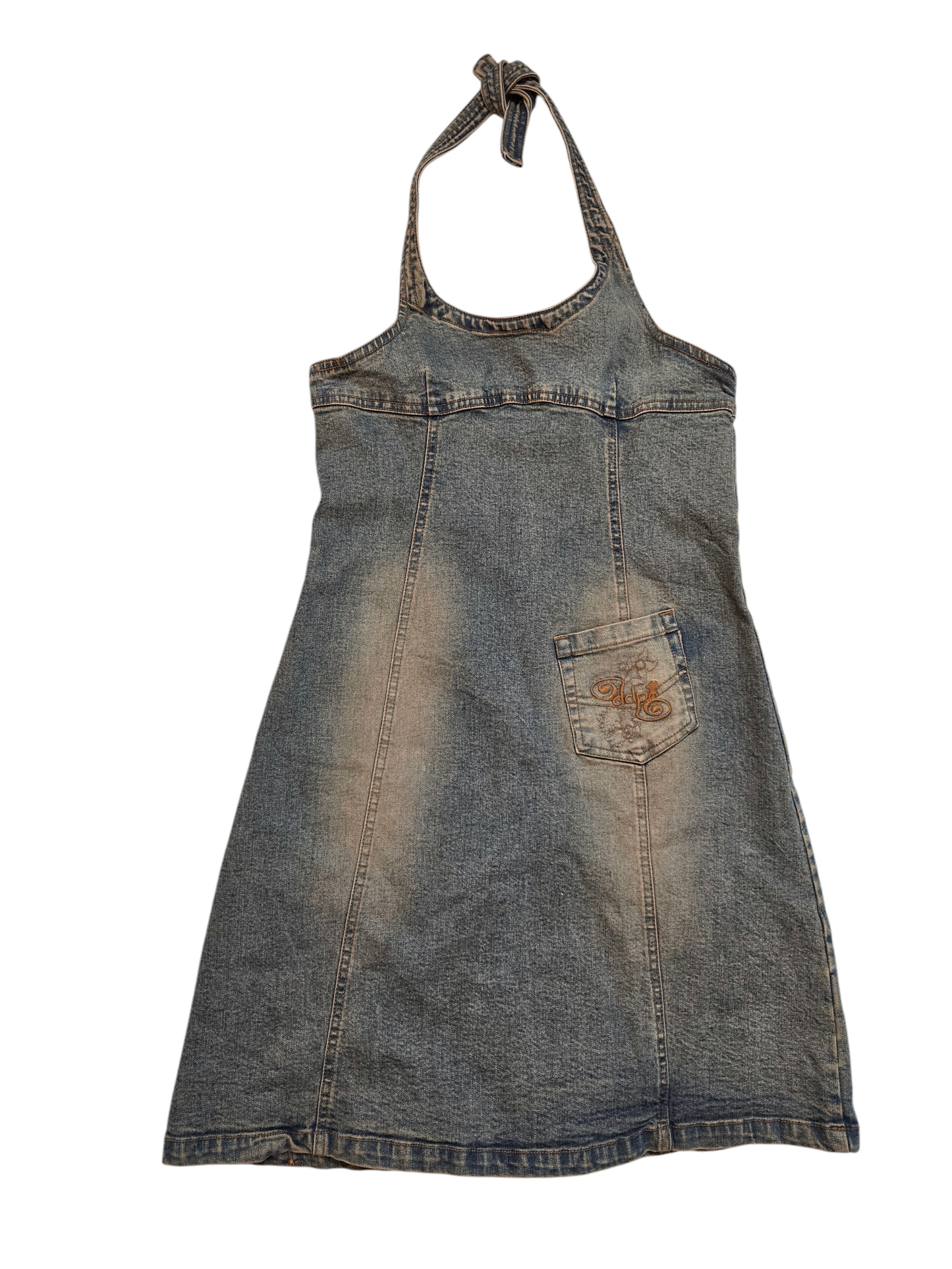 90s vintage softgrunge denim backless dress