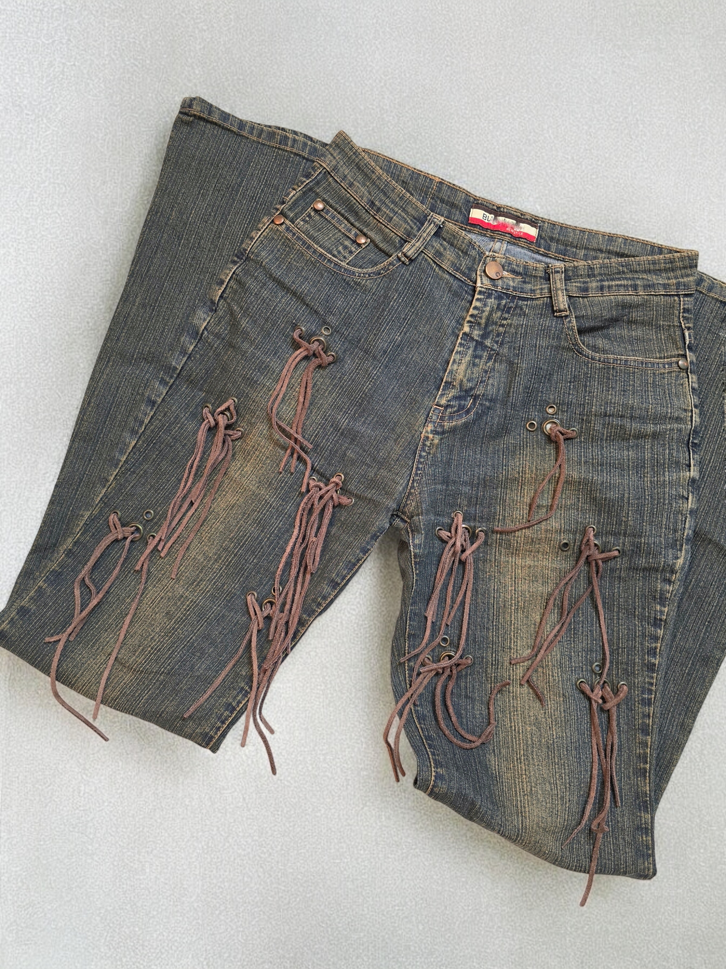 Y2k vintage cowgirl denim flared pants