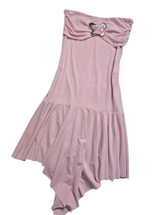 Y2k vintage flirty strapless ruffled dress