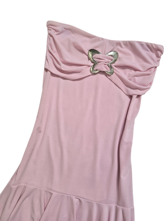 Y2k vintage flirty strapless ruffled dress