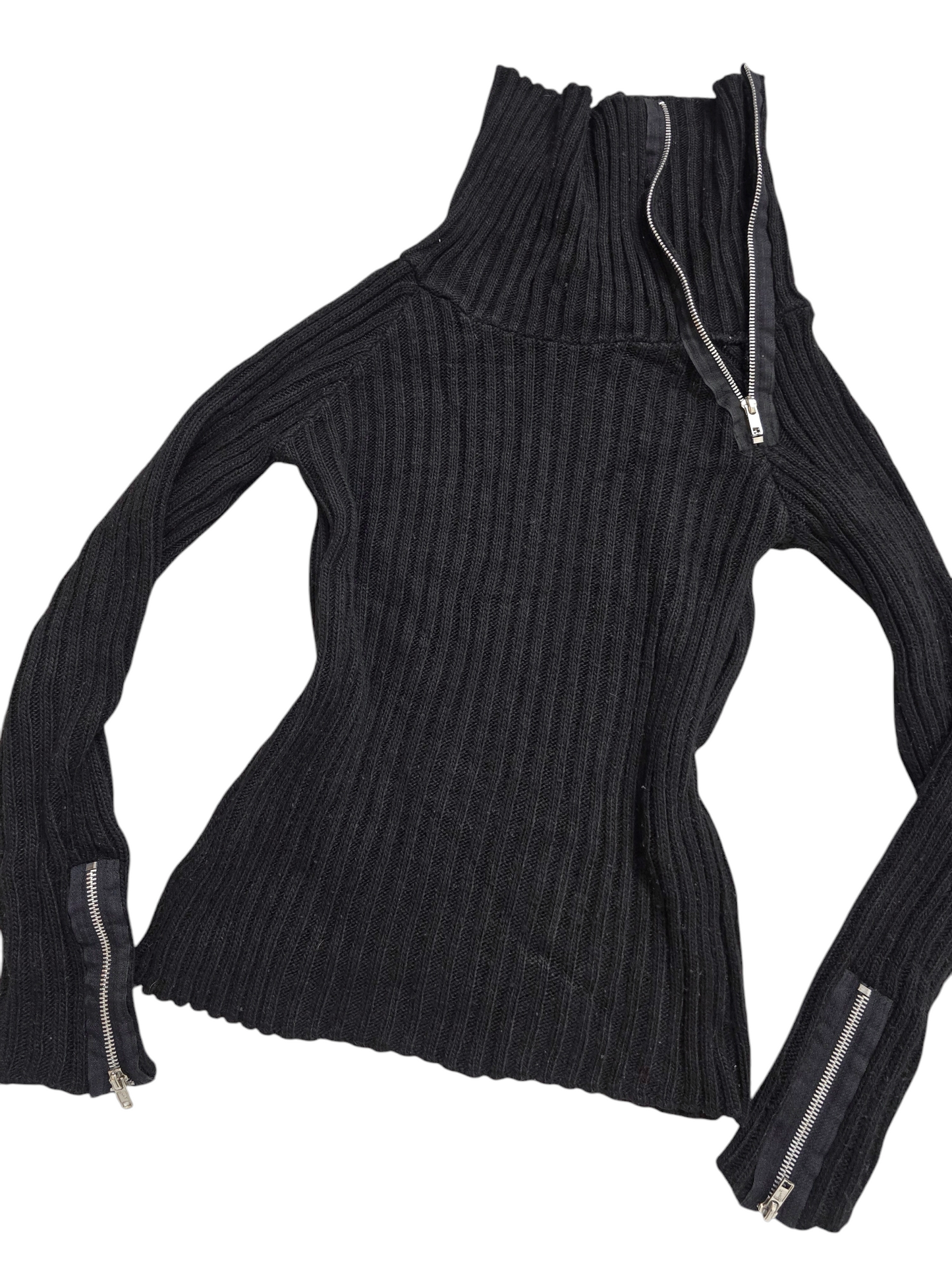 Y2k ribbed zip sweater