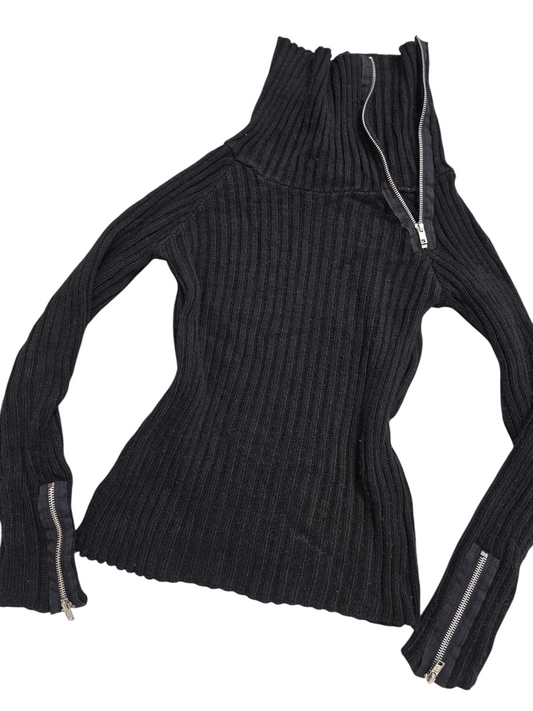 Y2k ribbed zip sweater