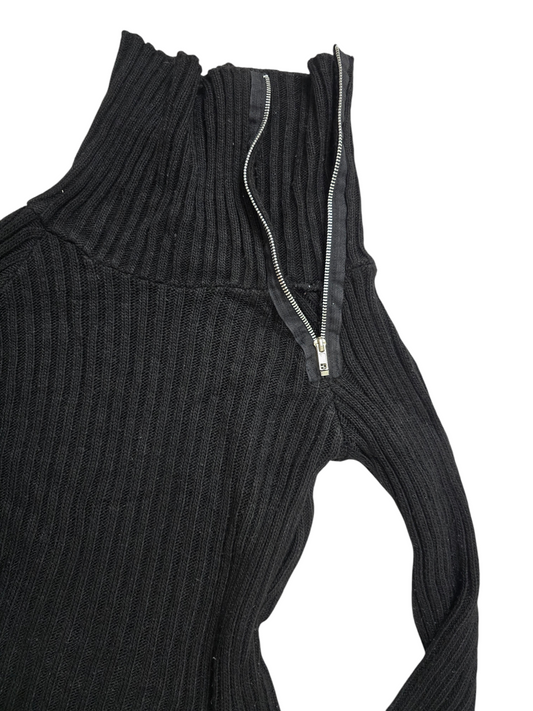 Y2k ribbed zip sweater
