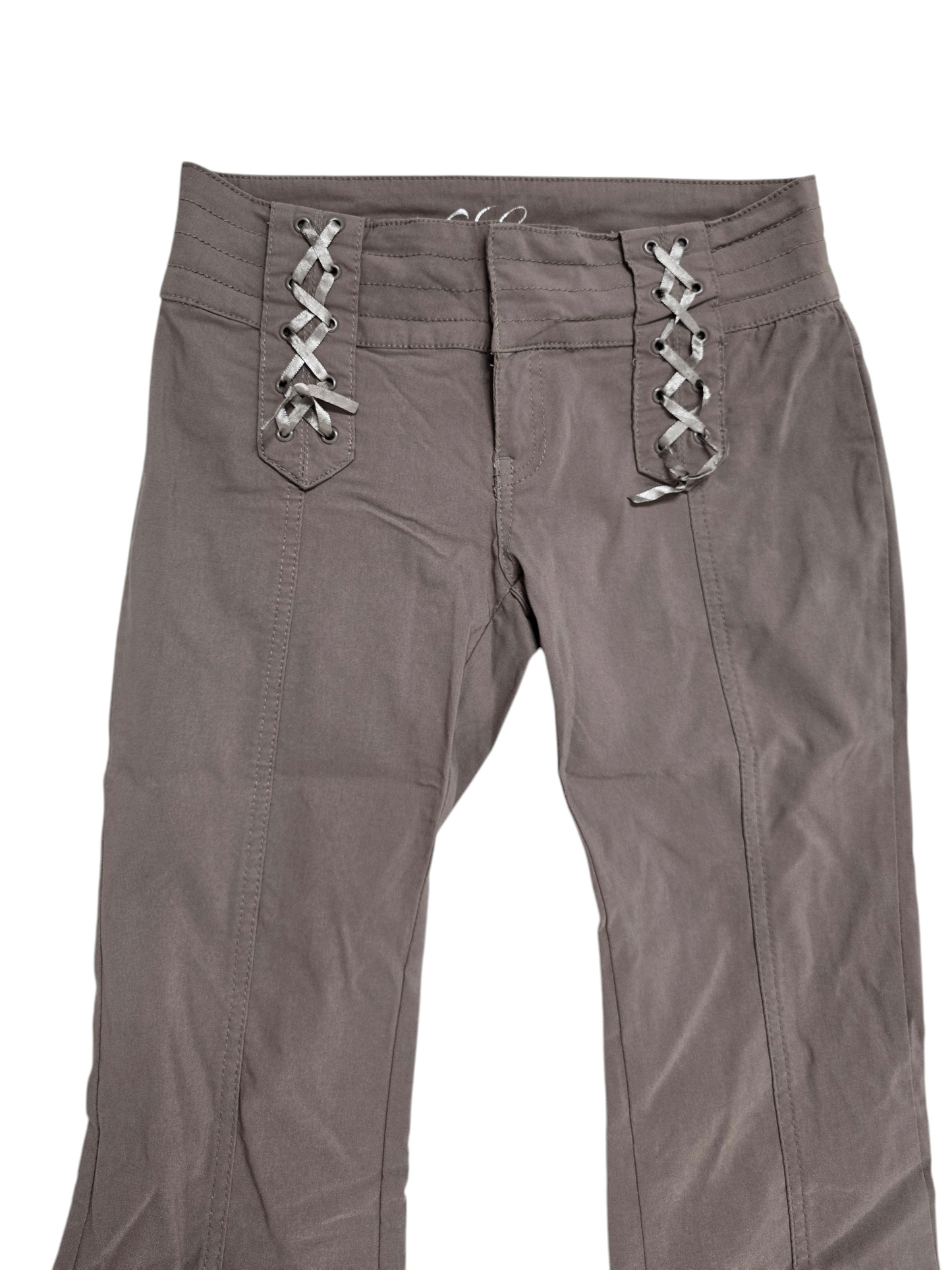 90s vintage flirty lace up flared pants